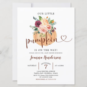 Invitation Blush & Marsala Citrouille Floral Baby shower Invi