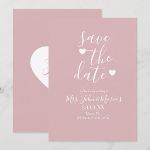 Invitation Blush Minimaliste Moderne avec Cœurs pour Sauvegar