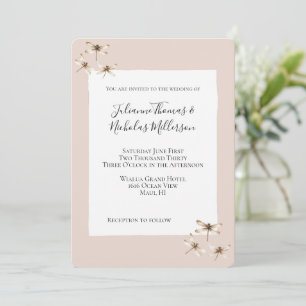Invitation Blush Mocha Cream Dragonflies Mariage