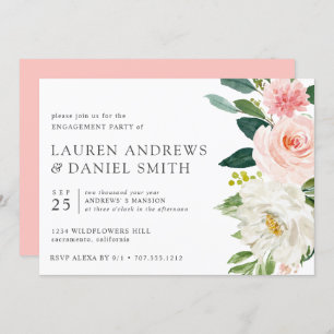 Invitation Blush moderne Chic Floral Engagement Party