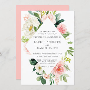 Invitation Blush moderne   Chic Mariage rose diamant