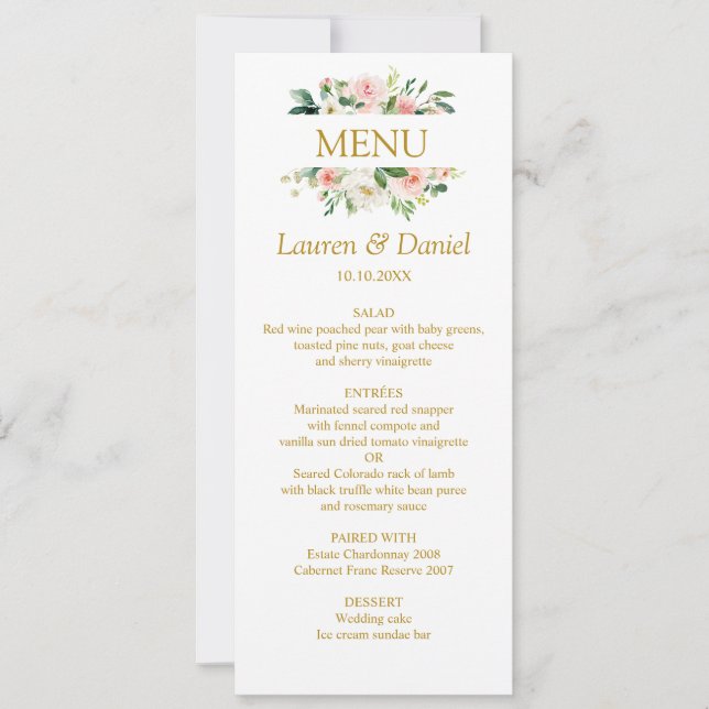 Invitation Blush moderne | Mariage de fleur d'or (Devant)