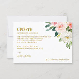 Invitation Blush moderne Mise à jour du MARIAGE Gold