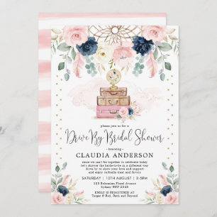 Invitation Blush Navy Voyage En Bohême Par Fête de l'mariée