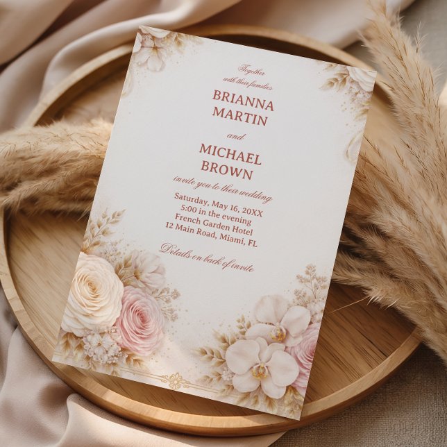 Invitation Blush Neutral Floral  (Créateur téléchargé)