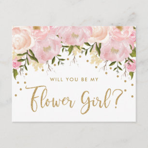 Invitation Blush Or Pastel Floral Sois Ma Demoiselle d'Honneu