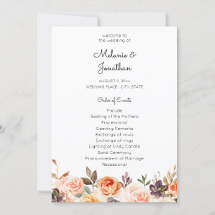 Invitation Blush & Peach Floral Mariage Ceremony Program