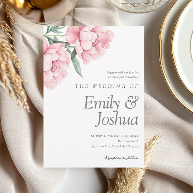 Invitation Blush Peonnies Floral Mariage (Créateur téléchargé)