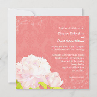 Invitation Blush Peony et Coral Mariage damassé