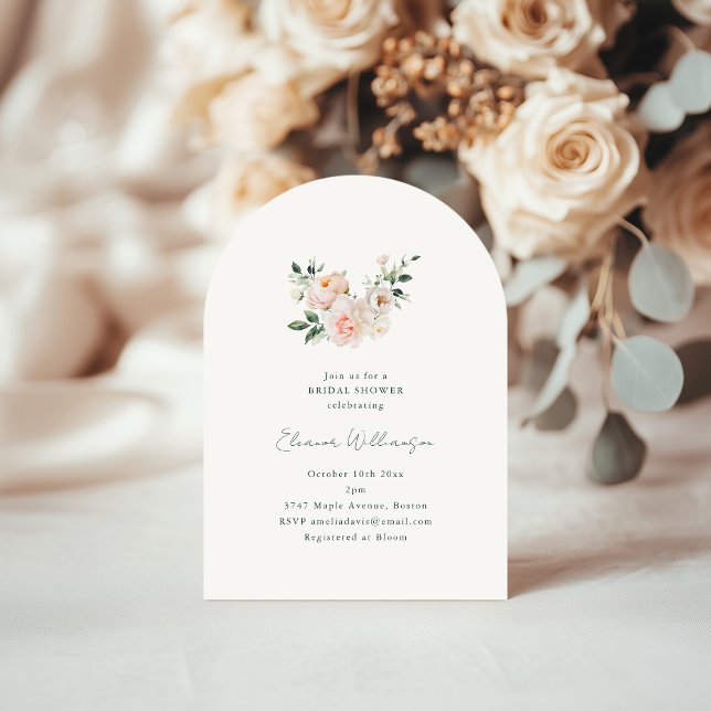 Invitation Blush Peony Floral Pink Arch Minimal Bridal Shower (Créateur téléchargé)