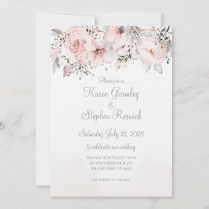 Invitation Blush Peony Silver Eucalyptus Mariages