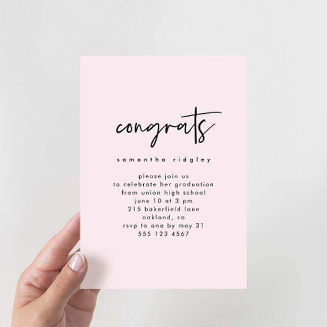 Invitation Blush Photo Graduation Party avec typographie (Créateur téléchargé)