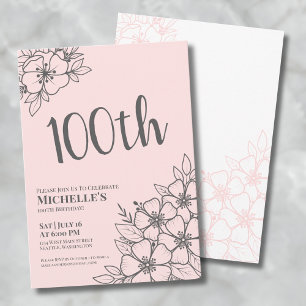 Invitation Blush Pink 100e fête d'anniversaire
