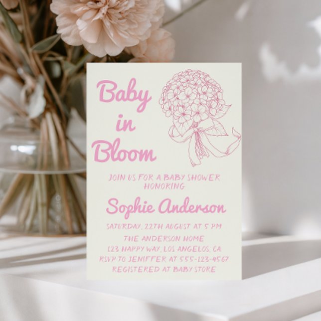 Invitation Blush Pink Baby in Bloom Floral Baby Shower (Créateur téléchargé)
