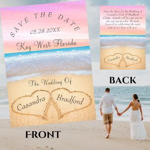 Invitation Blush Pink Beach Wedding 2 Coeurs Mariage de sable