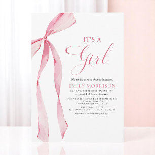 Invitation Blush Pink Bow C'est un Baby shower de fille