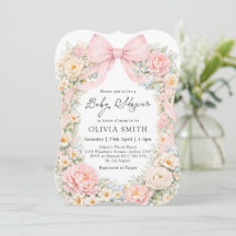Blush Pink Bow Floral Girl Baby Shower
