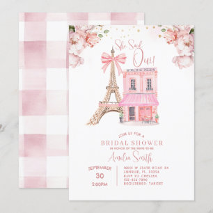 Invitation Blush Pink Café Paris Bow Eiffel Fête des mariées