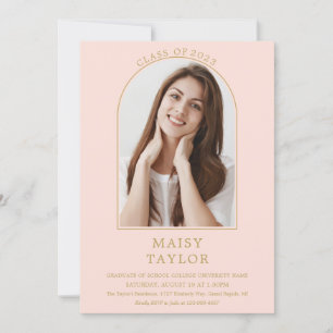 Invitation Blush Pink Chic Gold Arch Photo Graduation Party I