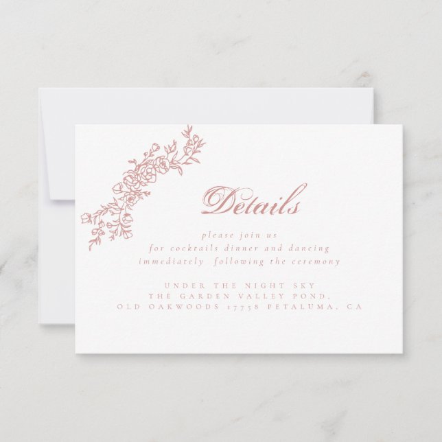 Invitation Blush Pink Détails Fiche d'information, Détails de (Devant)