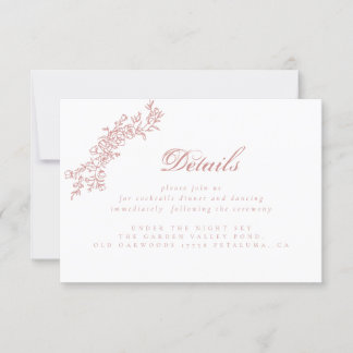 Invitation Blush Pink Détails Fiche d'information, Détails de