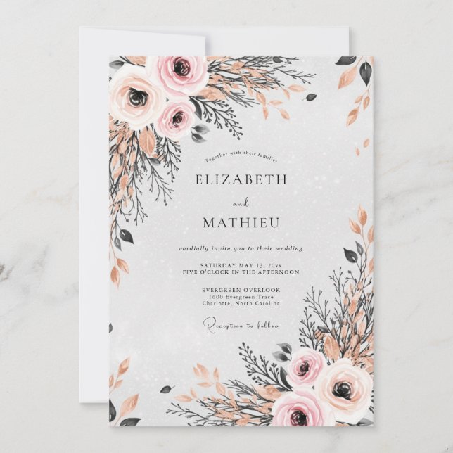 Invitation Blush Pink Divine Spring Wedding (Devant)