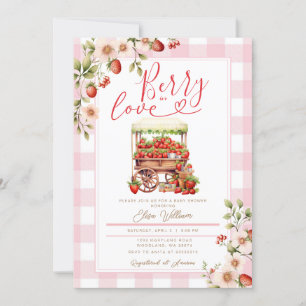 Invitation Blush Pink En vichy Berry en amour baby shower