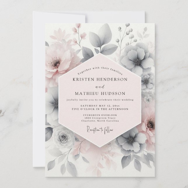 Invitation Blush Pink Ethereal Floral Wedding (Devant)