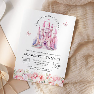 Invitation Blush Pink Fairytale Castle Baby shower Floral