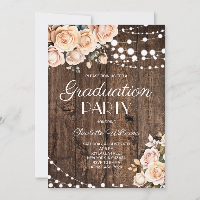 Invitation Blush Pink Floral Graduation Party (Devant)