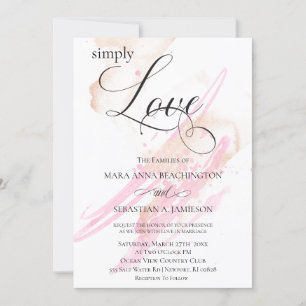 Invitation *~* Blush Pink Gold Abstrait Mariage moderne