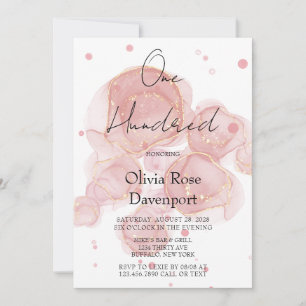 Invitation Blush Pink Gold Alcohol Enk 100e fête d'anniversai