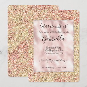 Invitation Blush Pink Gold Glitter ombre