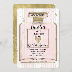 Invitation Blush Pink & Gold Paris Parfum Fête des mariées