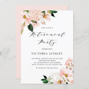 Invitation Blush Pink Magnolia et Hydrangea Retraite Party