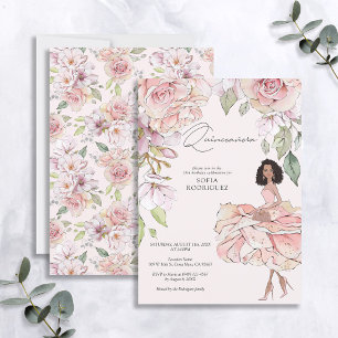 Invitation Blush Pink or Floral Quinceañera 15e anniversaire