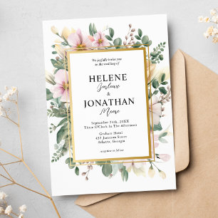 Invitation Blush Pink Pastel Floral Garden Mariage élégant