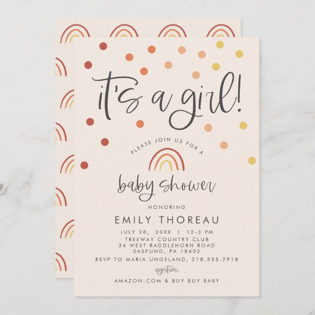 Invitation Blush Pink Pastel Terracotta Arc-en-ciel C'est une (Devant / Derrière)