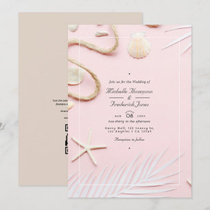 Invitation Blush Pink QR Code RSVP Beach Wedding