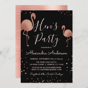 Invitation Blush Pink - Rose Gold Foil Flamant rose Hen's Par