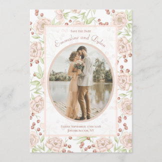 Invitation Blush Pink Rose Wedding Vintage Save the Date
