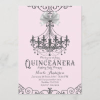 Blush Pink Silver White Bow Quinceañera 15 15e