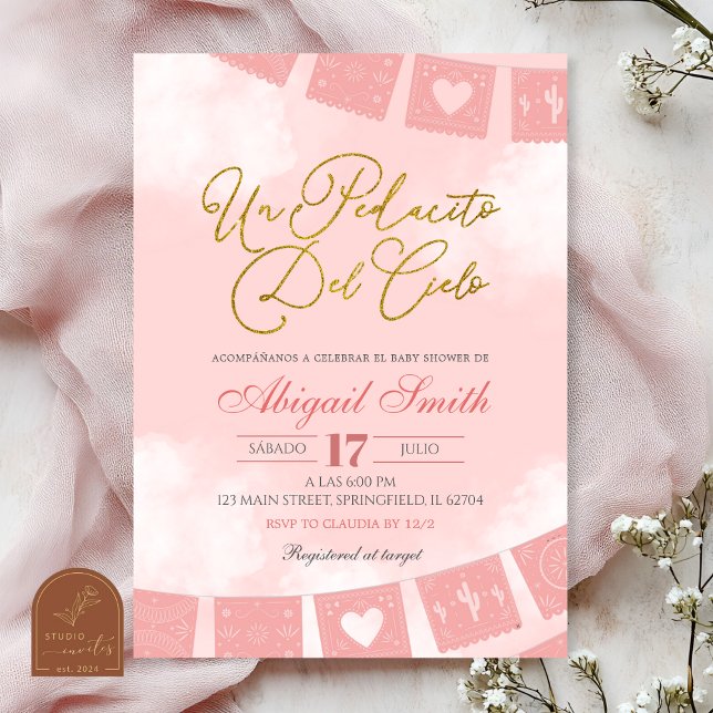 Invitation Blush Pink Spanish piece of heaven baby shower (Créateur téléchargé)