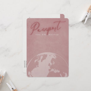 Invitation Blush pink travel passport bridal shower 