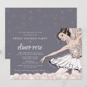 Invitation Blush rose Ballerina Sweet 16 Party