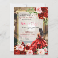 Blush rose brillant Rouge Floral Quinceañera