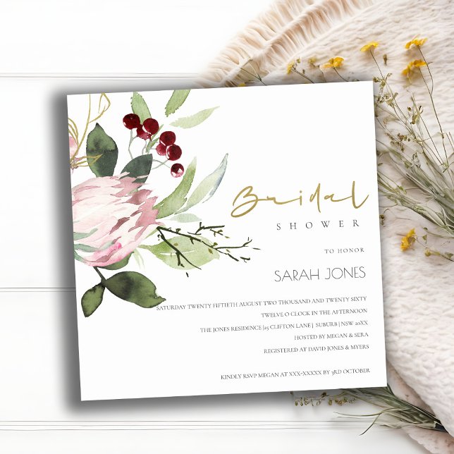 INVITATION BLUSH ROSE BURGUNDY PEONY FÊTE DES MARIÉES FLORALE (Créateur téléchargé)