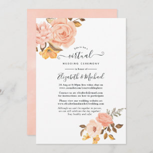 Invitation Blush rose et or Floral Mariage virtuel en ligne