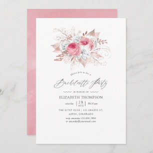 Invitation Blush rose et Rose Gold Floral Bachelorette Party