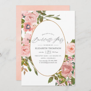 Invitation Blush rose et Rose Gold Floral Bachelorette Party